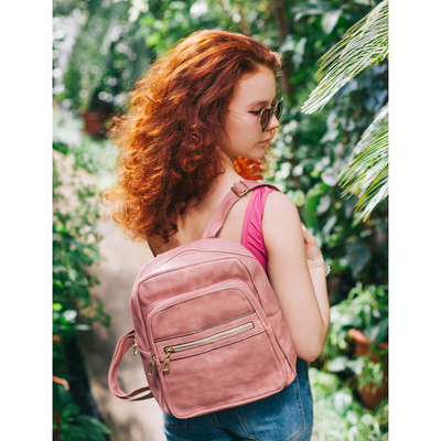 Рюкзак молодёжный, отдел на молнии, 2 наружных кармана, цвет пудра