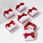 Коробочка подарочная под кольцо, серьги «Рафаэлло», 5×5 см, бело-красная - Фото 2