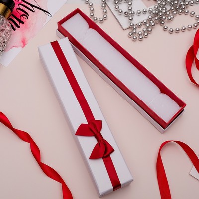 Коробочка подарочная под браслет/цепочку/часы «Рафаэлло», 21×4, бело-красная