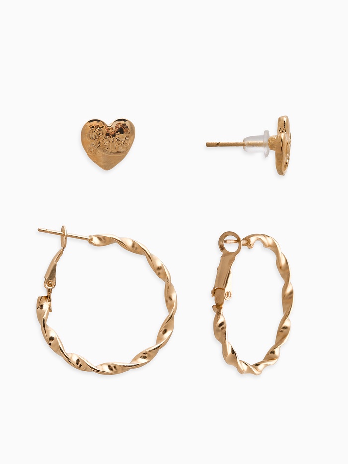Набор серег QF «Сердце», 2 пары, d=2.5 см, цвет золото - Фото 1