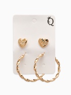 Набор серег QF «Сердце», 2 пары, d=2.5 см, цвет золото - Фото 2