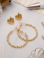 Набор серег QF «Сердце», 2 пары, d=2.5 см, цвет золото - Фото 3