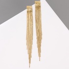 Серьги висячие «Голливуд» блеск нитей, цвет золото, 14,5 см - Фото 2