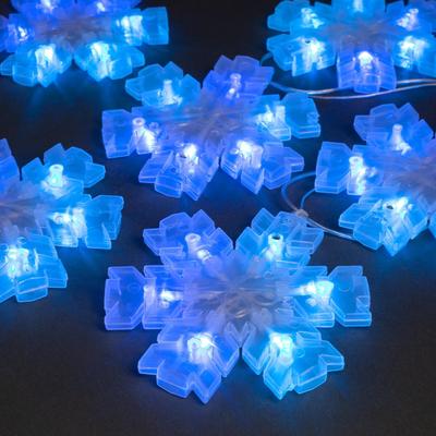 Гирлянда "Нить" 2 м с насадками "Снежинка матовая", IP20, прозрачная нить, 36 LED, свечение синее, фиксинг, 220 В