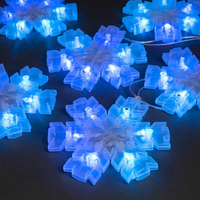 Гирлянда "Нить" 2 м с насадками "Снежинка матовая", IP20, прозрачная нить, 36 LED, свечение синее, фиксинг, 220 В - Фото 1