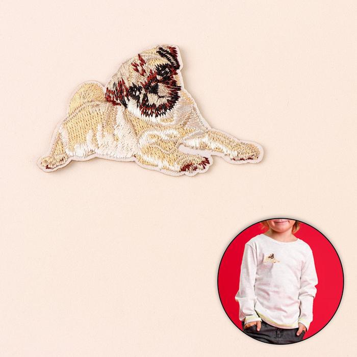 Термоаппликация «Мопс», 7,5 × 4,5 см, цвет бежевый