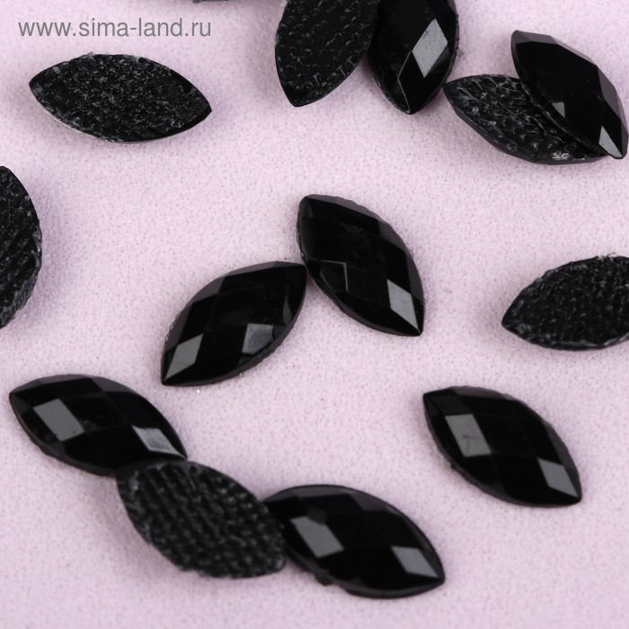Стразы термоклеевые «Лепесток», 5 × 10 мм, 100 шт, цвет чёрный - Фото 1