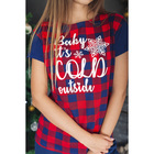 Футболка женская KAFTAN "Hello winter" красн., р-р 40-42, 100% хл - Фото 2