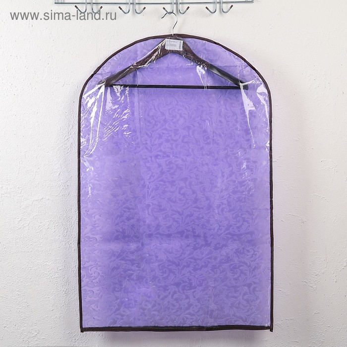 Чехол для одежды Доляна, 60×90 см, PEVA, цвет фиолетовый - Фото 1