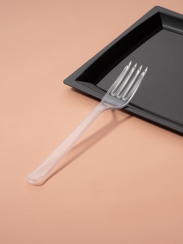 Вилка пластиковая одноразовая «Премиум», 18 см, прозрачная - Фото 1