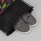 Сумка-мешок для обуви «Перья», наружный карман на молнии, цвет чёрный - Фото 6
