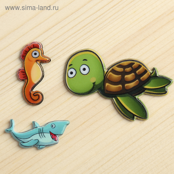 Декор пластик "Морские жители" набор 3 шт 4,5х2,4 см - Фото 1