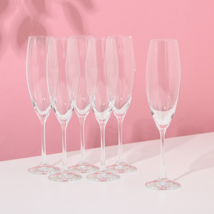 Набор бокалов для шампанского Bohemia Crystal «София», 230 мл, 6 шт - Фото 1