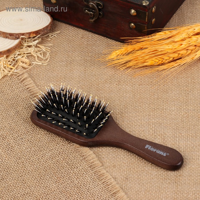 Расчёска-щётка, широкая, 5,5 × 18 см, цвет «тёмное дерево» - Фото 1