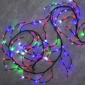 Светодиодная ветка 3 м, 160 LED, тёмная нить, 220 В, свечение мульти, мерцание белым
