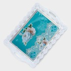 Поднос пластиковый прямоугольный «Ажурная кайма», 35×24×2 см, цвет МИКС - фото 4256600