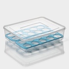 Контейнер для хранения яиц Доляна, 20 ячеек, 27.5×22×7 см, пластик, прозрачный, голубой - Фото 2