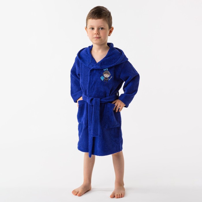 Халат махровый детский Рыцарь, размер 28, цвет синий, 340 г/м² хл. 100% с AIRO - Фото 1