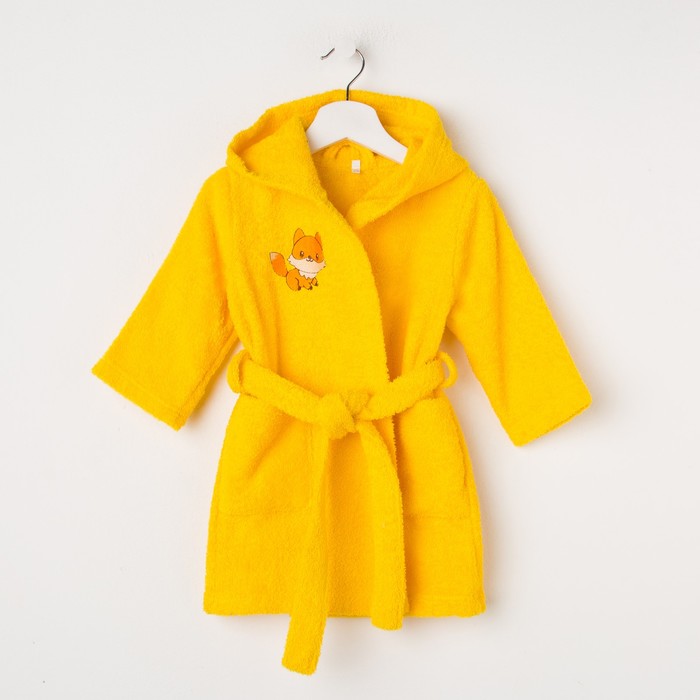 Халат махровый детский Лисёнок, размер 32, цвет жёлтый, 340 г/м² хл. 100% с AIRO - Фото 1