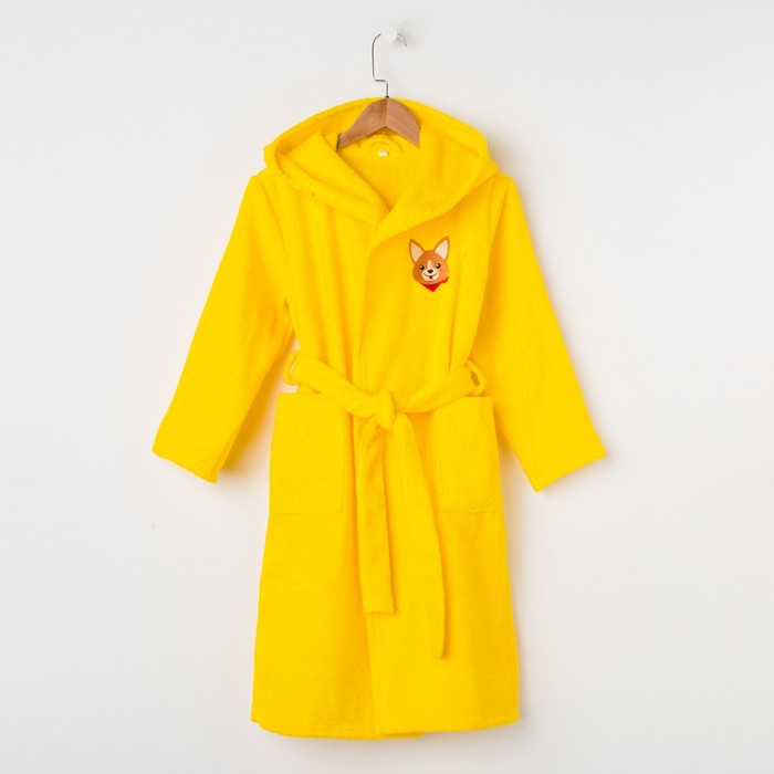 Халат махровый детский Корги, размер 36, цвет жёлтый, 340 г/м² хл. 100% с AIRO - Фото 1