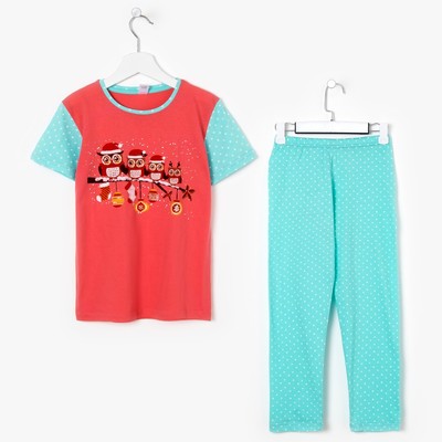 Пижама для девочки, цвет коралловый, рост 146-152 см (42)