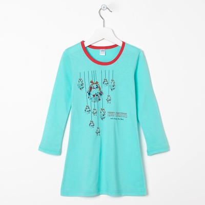 Сорочка для девочки, цвет мятный, рост 104-110 см (30)