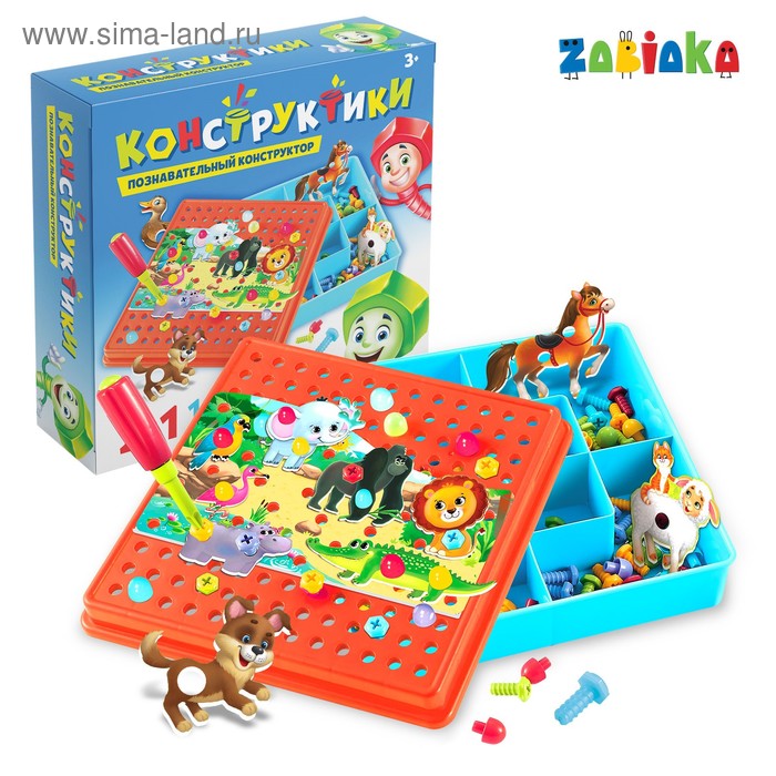 Конструктор винтовой «Конструктики: Животные», 105 деталей - Фото 1