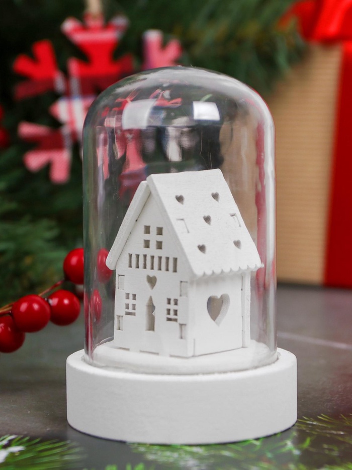 Сувенир новогодний с подсветкой «Зимний домик» - Фото 1