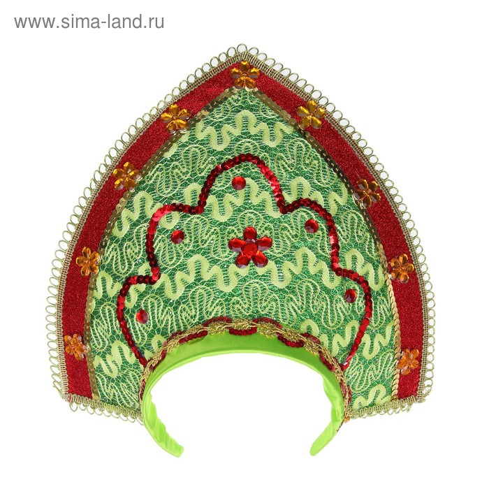 Карнавальный кокошник «Вдохновение», цвет красно-зелёный - Фото 1