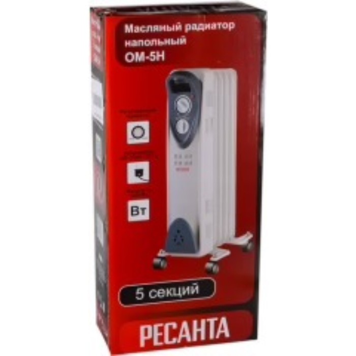 Обогреватель "Ресанта" ОМ-5Н, масляный, 1000 Вт, 5 секций, 10 м², белый - фото 51756107 Обогреватель "Ресанта" ОМ-5Н, масляный, 1000 Вт, 5 секций, 10 м², белый - фото 51756107