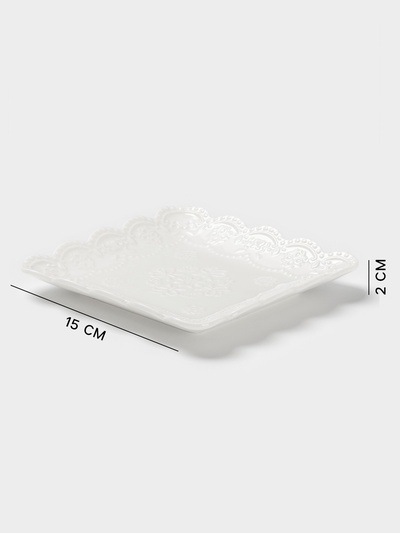 Тарелка квадратная Доляна «Сьюзен», 15×15 см, фарфор, белая