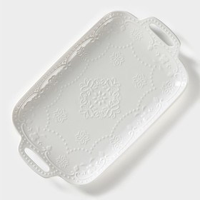 Блюдо керамическое «Сьюзен», 29,5×17,5 см, цвет белый