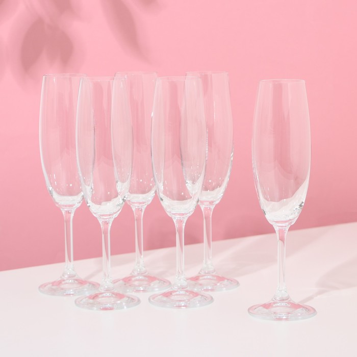 Набор бокалов для шампанского «Лара», 220 мл, 6 шт - фото 1908414173
