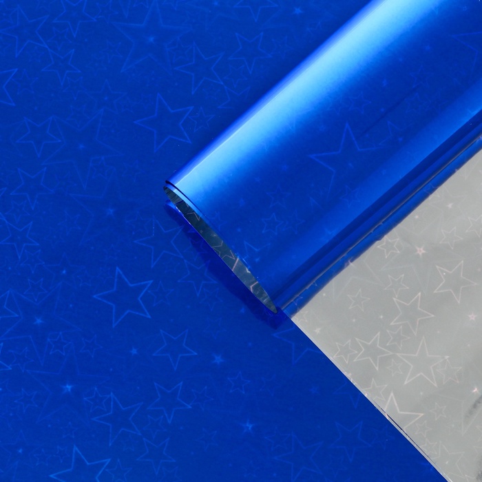 Бумага голографическая «Звездопад», синяя, 70×100 см - Фото 1