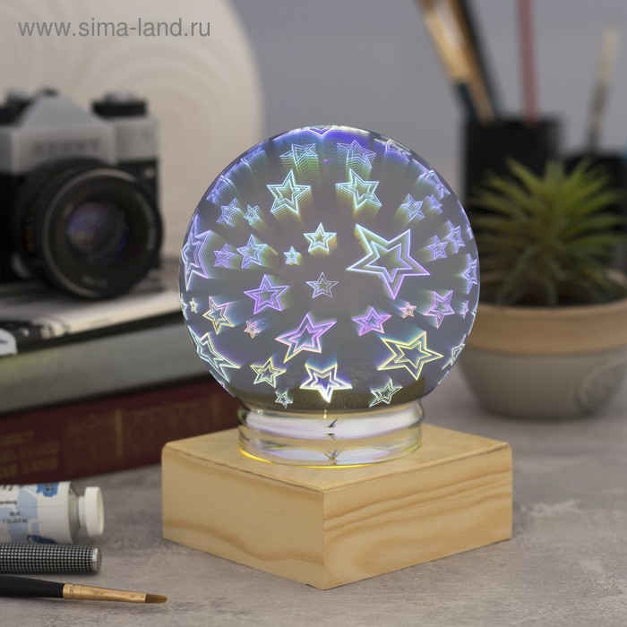 Шар световой стеклянный "Звезды", USB, 5V, 6 LED - Фото 1