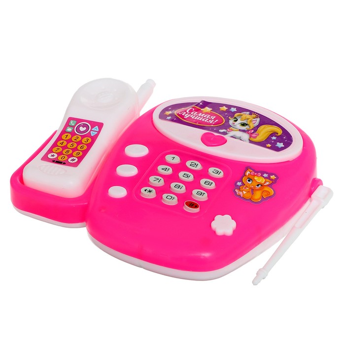 Музыкальный телефончик «Маленькая леди», русская озвучка, цвет розовый - фото 1905507375