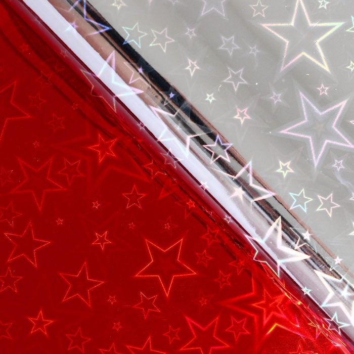 Бумага голографическая «Звездопад», красная, 70×100 см - Фото 1