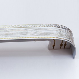 Карниз трёхрядный «Ультракомпакт. Есенин», 160 см, с декоративной планкой 7 см, цвет золото/патина белая