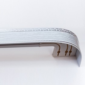 Карниз трёхрядный «Ультракомпакт. Есенин», 280 см, с декоративной планкой 7 см, цвет серебро/олива