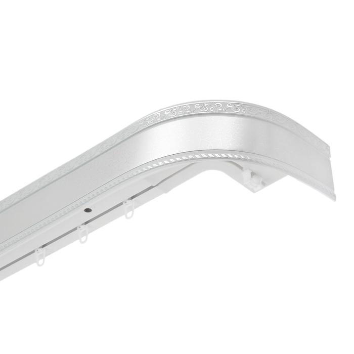 Карниз 3-х рядный Магеллан «Ультракомпакт. Есенин», 400 см, с декоративной планкой 7 см, серебро/элегант - Фото 1