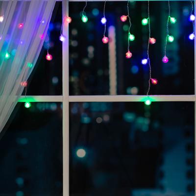 Гирлянда «Бахрома» 1.8×0.5 м с насадками «Ёжики», IP20, прозрачная нить, 48 LED, свечение мульти (RG/RB), мигание, 220 В