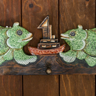 Панно настенное вешалка "Две рыбки с корабликом" зеленые 40х15 см - Фото 2
