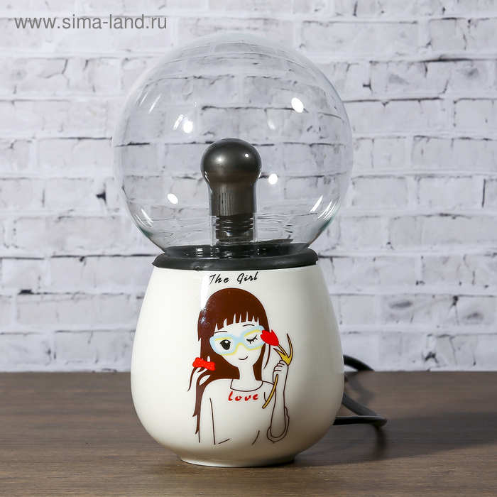 Плазменный шар керамика "Девочка в очках" 16х9,5х9,5 см - Фото 1