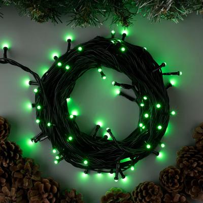 Гирлянда "Нить" 10 м , IP44, УМС, тёмная нить, 72 SMD-LED, свечение зелёное, 220 В