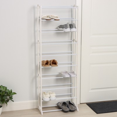 Обувница, 10 ярусов, 50×24,5×140 см, цвет белый