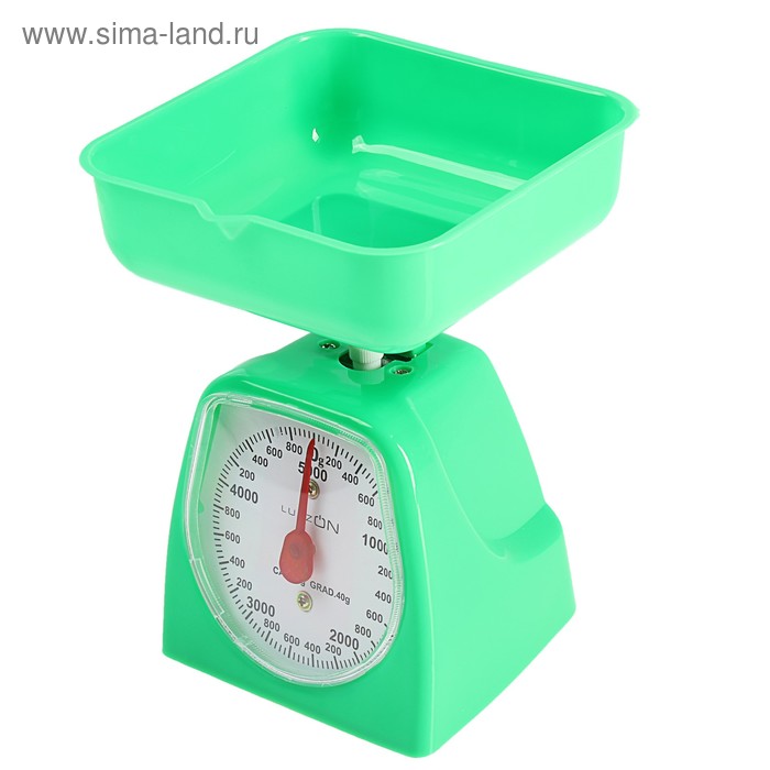 Весы кухонные Luazon LVKM-501, механические, до 5 кг, чаша 1200 мл, зелёные - Фото 1
