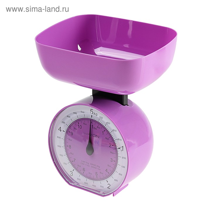 Весы кухонные Luazon LVKM-503, механические, до 5 кг, чаша 1000 мл, фиолетовые - Фото 1