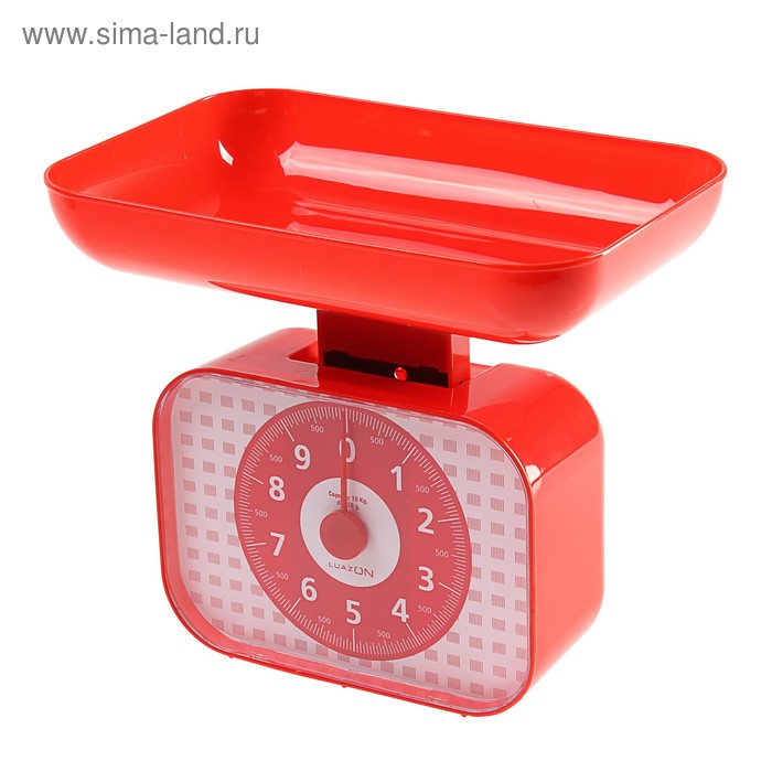 Весы кухонные Luazon LVKM-1001, механические, до 10 кг, чаша 1200 мл, красные - Фото 1