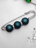 Булавка «Трио» 7 см, шар №14, матовый тёмно-зелёная в серебре  (артикул 3714510)  большой выбор товаров оптом и в розницу по низким ценам с доставкой