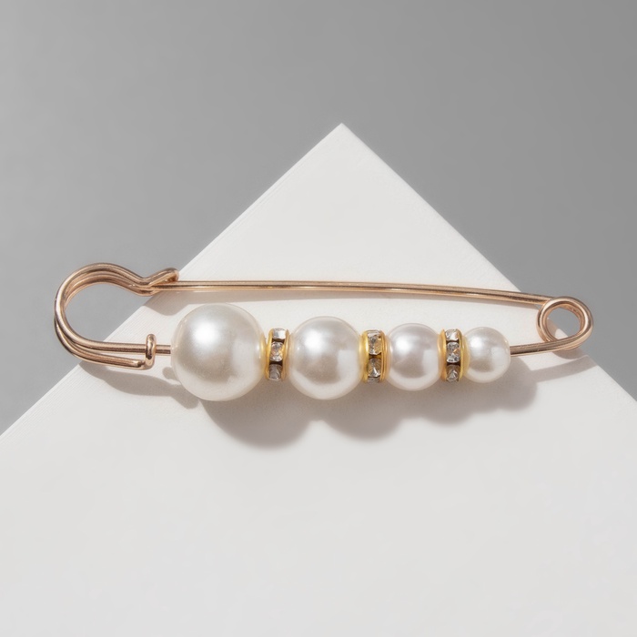 Булавка «Квартет», 7.5 см, белая в золоте - Фото 1